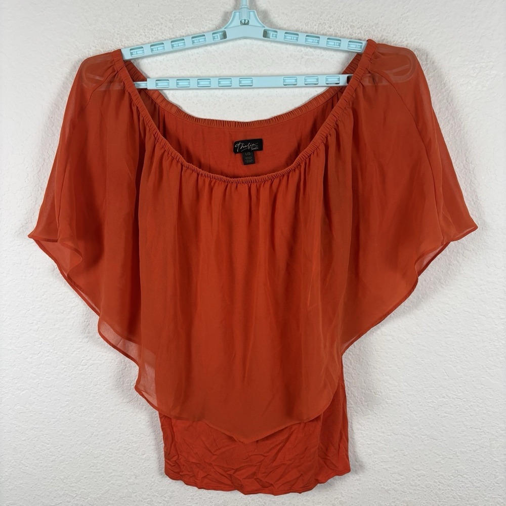 Thalia Sodi Womens Shirt Top L Large Short Sleeve Solid Soft Excellent